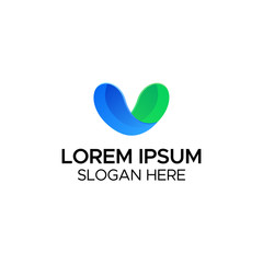 Abstract heart shape logo with gradient color