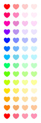 heart shape colorful cute isolated on white, simple heart plain multicolored for element valentine card, icon heart-shaped minimal flat lay for decoration, clip art heart sign colorful of many pattern