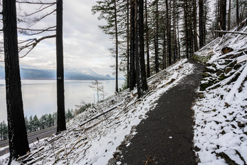 Snowy Trail to Top of Multnomah Falls