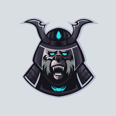 Monkey athletic club vector logo concept isolated on grey background for badge, emblem and t shirt printing. Modern sport team mascot badge design.