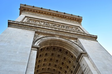 Arc de triumph from the bottom in Paris.