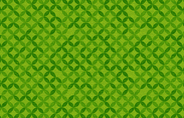 緑色の和紙と和柄：破れ七宝