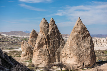 Fototapeta premium Spectacular karst Landform with limestones in the Goreme of Nevsehir, Cappadocia, Turkey.
