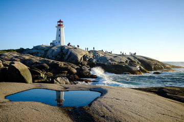 Canada Landscape: Lighthouse at Peggy's Cove, Nova Scotia - obrazy, fototapety, plakaty
