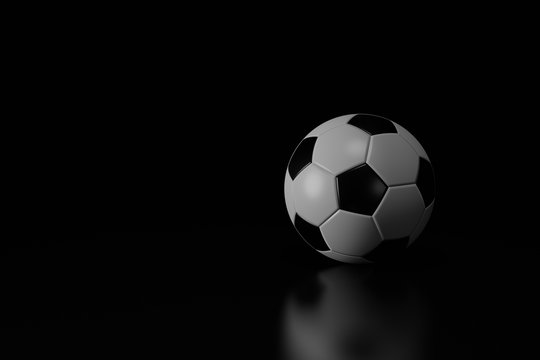 Football in the darkness. 3D rendering.