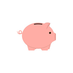 Piggy bank icon. Pig bank. Vector illustration. Flat design.