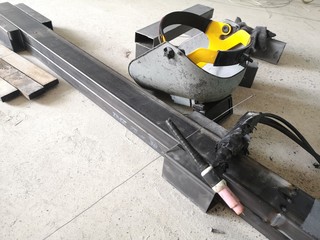 Black square steel that is in preparation for welding