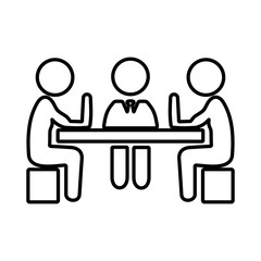 Group of business people working in office and talking. Flat icon design.
