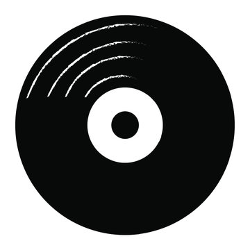 Retro vinyl record black and white icon