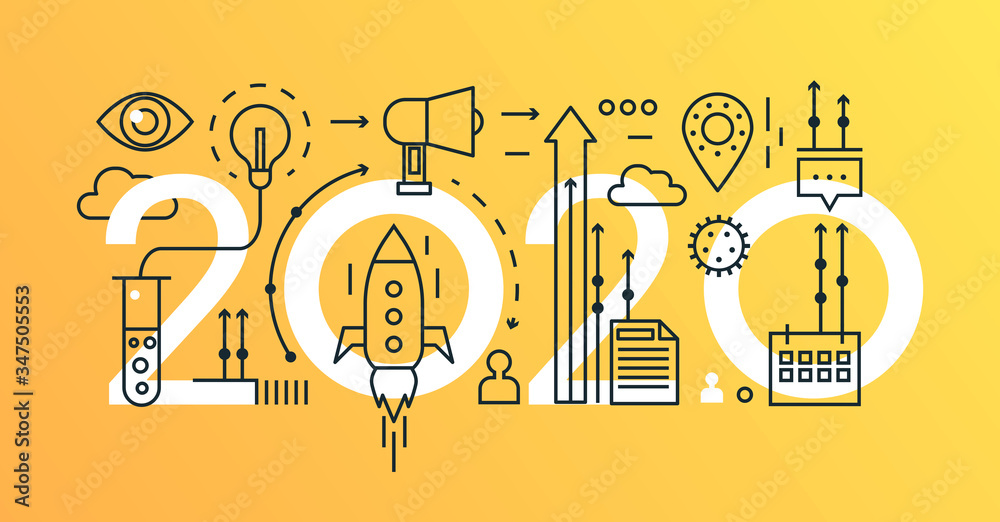 Poster business startup thin line concept vector illustration. website interface creative design with abstr