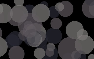 Gray translucent circles on a dark background. Gray tones. 3D illustration