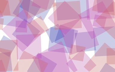 Multicolored translucent squares on white background. Red tones. 3D illustration