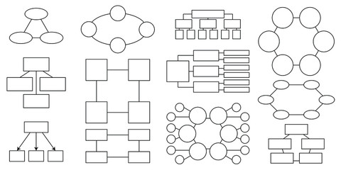 Infographics. Different color schemes, diagrams. Vector stock illustration. Mind map template