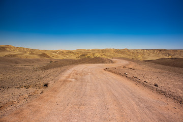 Fototapeta na wymiar empty drying global warming landscape scenery environment space without people here nature dry Middle East region ground trail ho horizon background space
