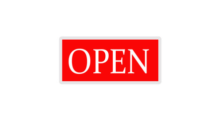 Label sign open and closed set red tone style