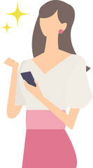 スマホを操作する女性のベクターイラスト