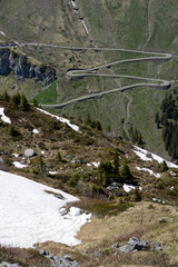 lacets sur une route de montagne au printemps - Suisse