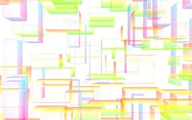 Colorful abstract digital and technology background. The pattern with repeating rectangles. 3D illustration