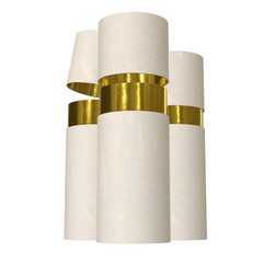 Kraft paper cardboard tube package with gold part mock up. 3d render isolated on white background.