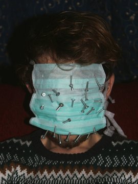 An abstract portrait on mental health awareness and the coronavirus pandemic effecting our mental state 
