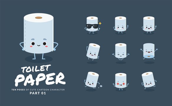 cartoon images of Toilet Paper. First set. Vector Illustration
