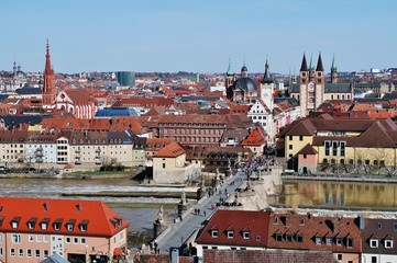 Naklejka na ściany i meble Würzburg, Blick vom Festungsberg auf Stadt und Main