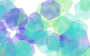 Obraz premium Multicolored translucent hexagons on white background. Blue tones. 3D illustration