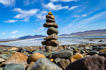 stack of stones on beach