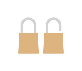 Lock icons set on white background, flat design vector illustration