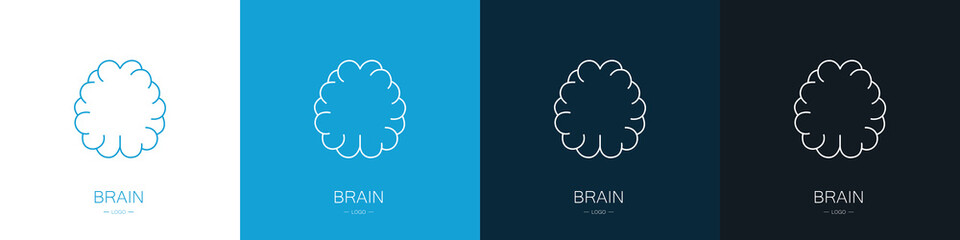 Set of brain logos. Collection. The concept of thinking and knowledge. Modern style. Vector illustration
