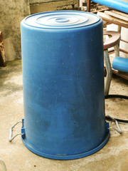 Large old blue water tank