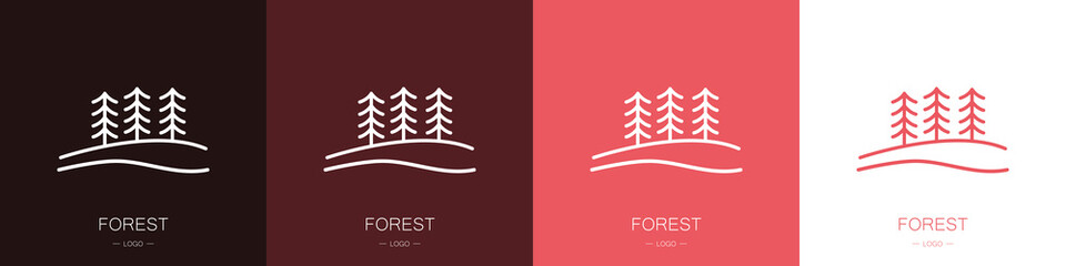 Forest icons. Set of logos. Environment concept. Collection. Modern style. Vector illustration
