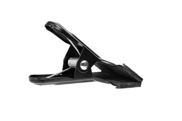 Clamp, spring clip with rubber protective sleeve, isolated on white background