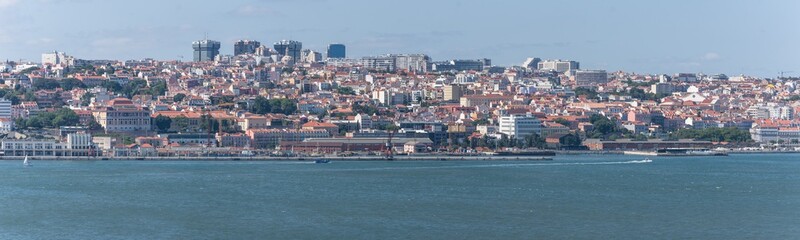 panorama of lisbon with modern architecture summer day