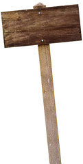 old wooden sign on white background 