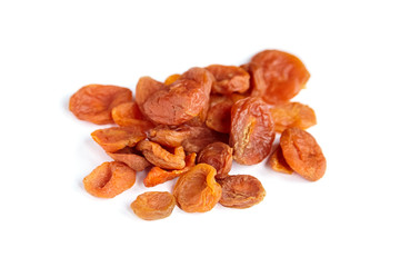 Dried apricot fruits isolated on white background
