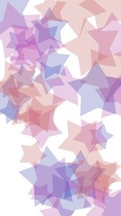 Multicolored translucent stars on a white background. Vertical image orientation. 3D illustration