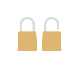 Lock icons set on white background, flat design vector illustration