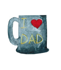 Isolated on white background mug with the inscription - I love Daddy, element for design for Father's Day or the day of the birth of the man