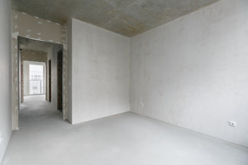 interior of the apartment without decoration in gray colors