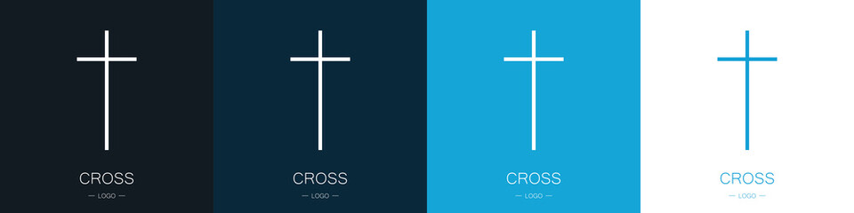 Set of logos of the crosses. Collection. The concept of Christianity and the church. Modern style. Vector illustration
