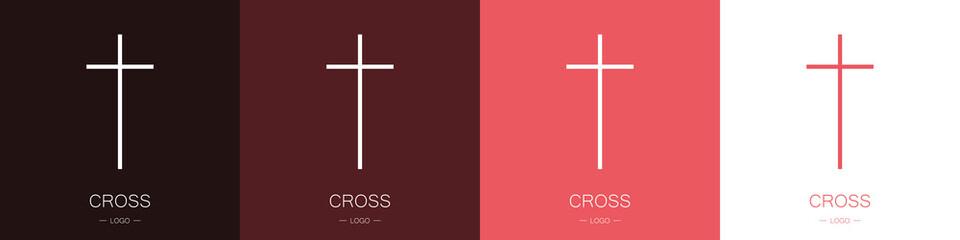 Set of logos of the crosses. Collection. The concept of Christianity and the church. Modern style. Vector illustration
