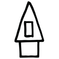 Cute and simple hand drawn house in minimalism style. Relax, separate housing.
Sketch element for graphic design, logo, icon and illustrations.
Stock vector illustration. Isolated on white background.