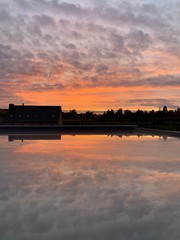 Fototapeta premium Mirror sky reflection in Frankfurt, Germany