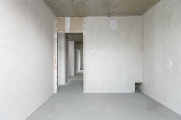 interior of the apartment without decoration in gray colors