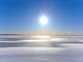 Beautiful frozen lake Lappaj&auml;rvi in Finland