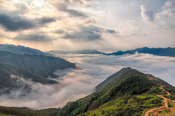 Ta Xua is a famous mountain range in northern Vietnam. All year round, the mountain rises above the clouds creating cloud inversions.