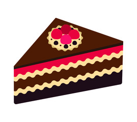 Cheesecake piece. Colorful sweet cakes slice isolated on white background. Vector illustration