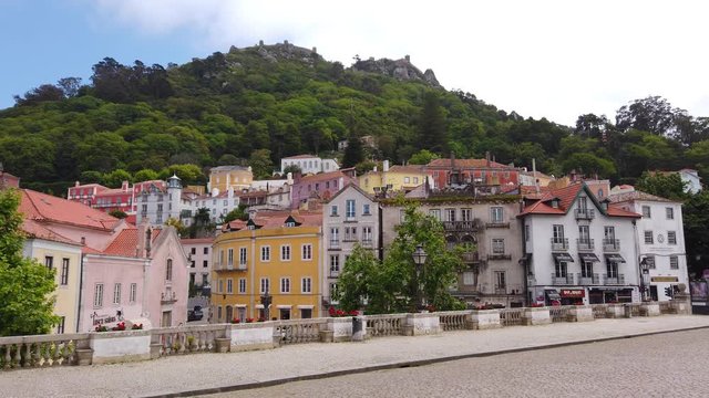 Landscape over the village of Sintra Portugal. Empty streets during the coronavirus pandemic