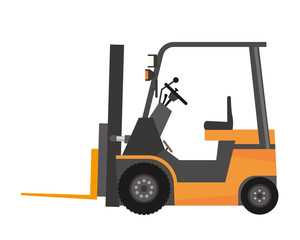 フォークリフト　カウンターバランス式　オレンジ　作業員
